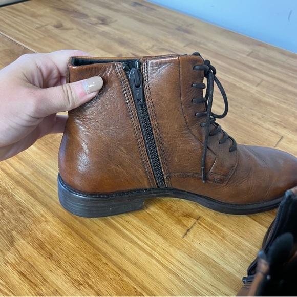 Vagabond Amina Brown Leather Side Zip Lace Up Ankle Boots Size 39 - Picture 7 of 10